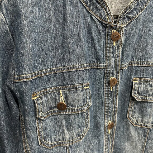 Bill Blass Jeans Denim Button Front Jacket Denim Blue Size XL Petite Classic - Picture 5 of 10